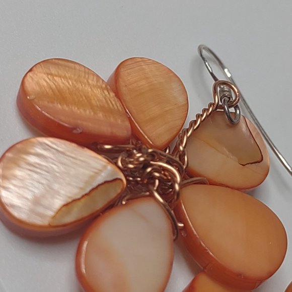 Flower Shaped Shell Earrings With 925 Hooks - Picture 9 of 13